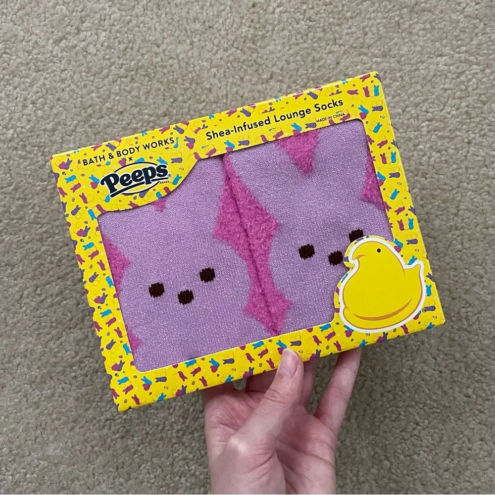 Bath & Body Works PEEPS Pink Marshmallow Bunny Shea-Infused Lounge Socks